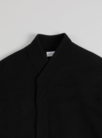 Kimono Bomber Jacket in Black Carded Wool