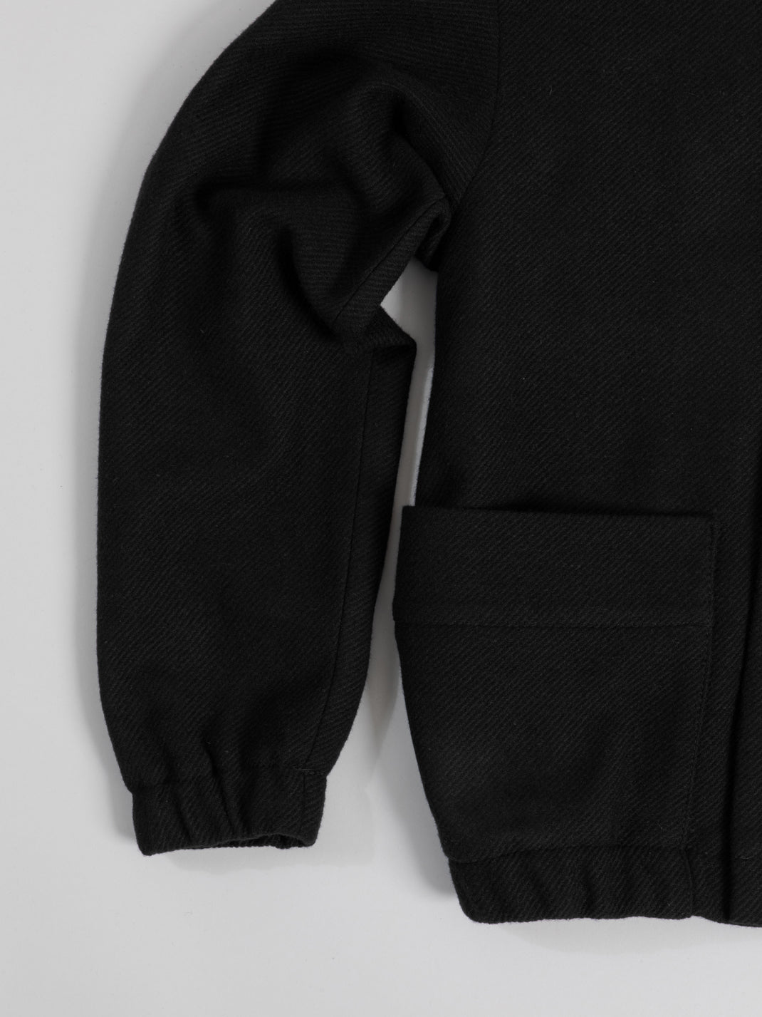 Kimono Bomber Jacket in Black Carded Wool