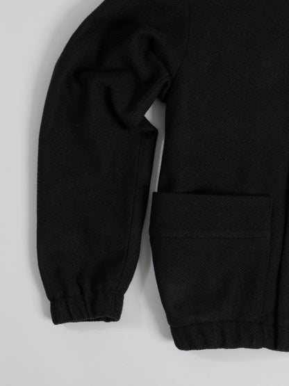 Kimono Bomber Jacket in Black Carded Wool