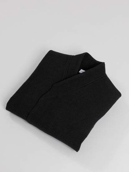 Kimono Bomber Jacket in Black Carded Wool