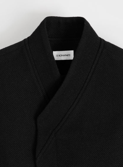 Kimono Bomber Jacket in Black Carded Wool