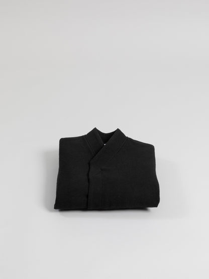 Kimono Bomber Jacket in Black Carded Wool