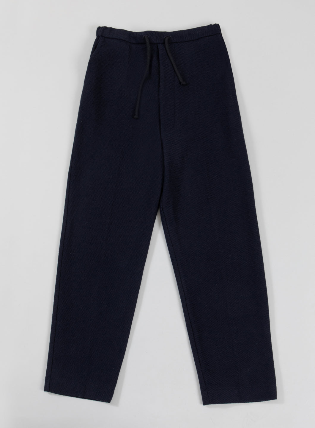 Pleated Pants with Tightening Link in Navy Blue Wool