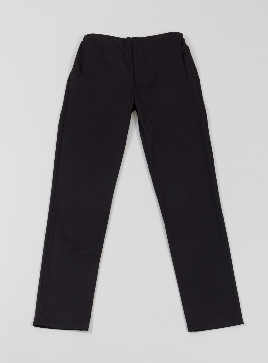 Pants with Notched Pockets in Black Serge