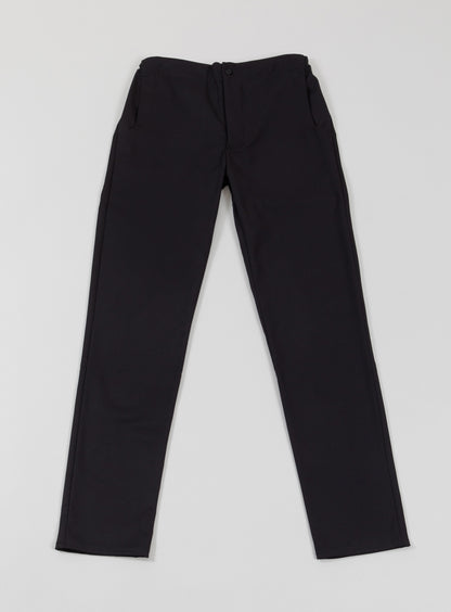 Pants with Notched Pockets in Black Serge