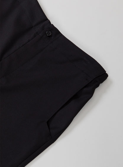 Pants with Notched Pockets in Black Serge