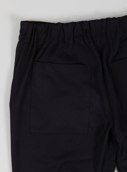 Pants with Notched Pockets in Black Serge
