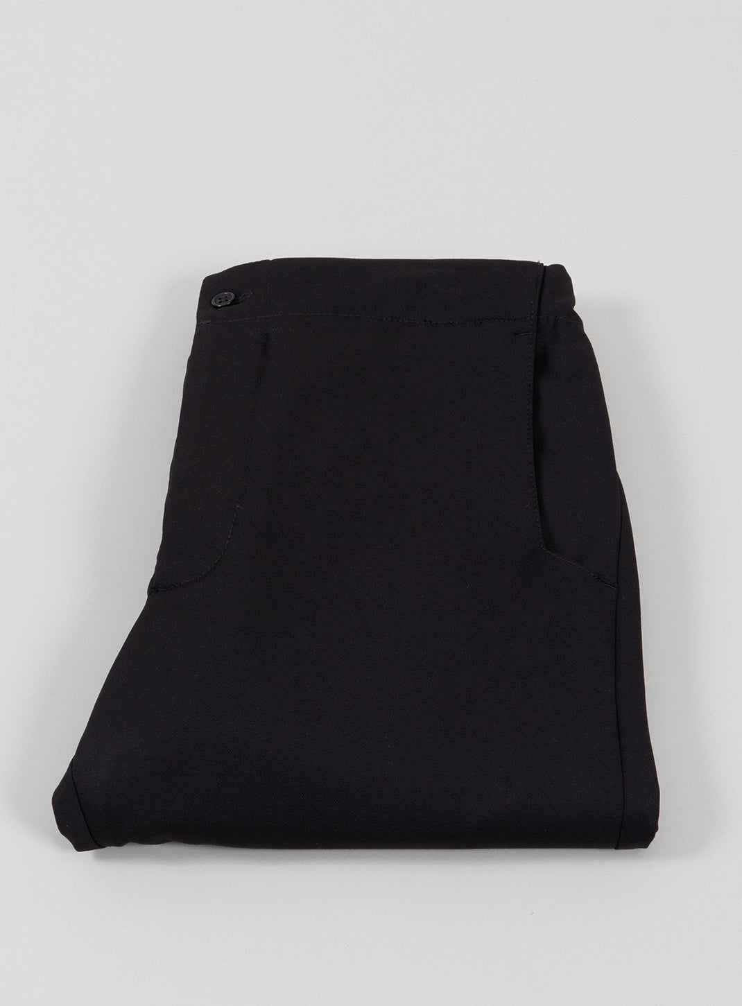 Pants with Notched Pockets in Black Serge