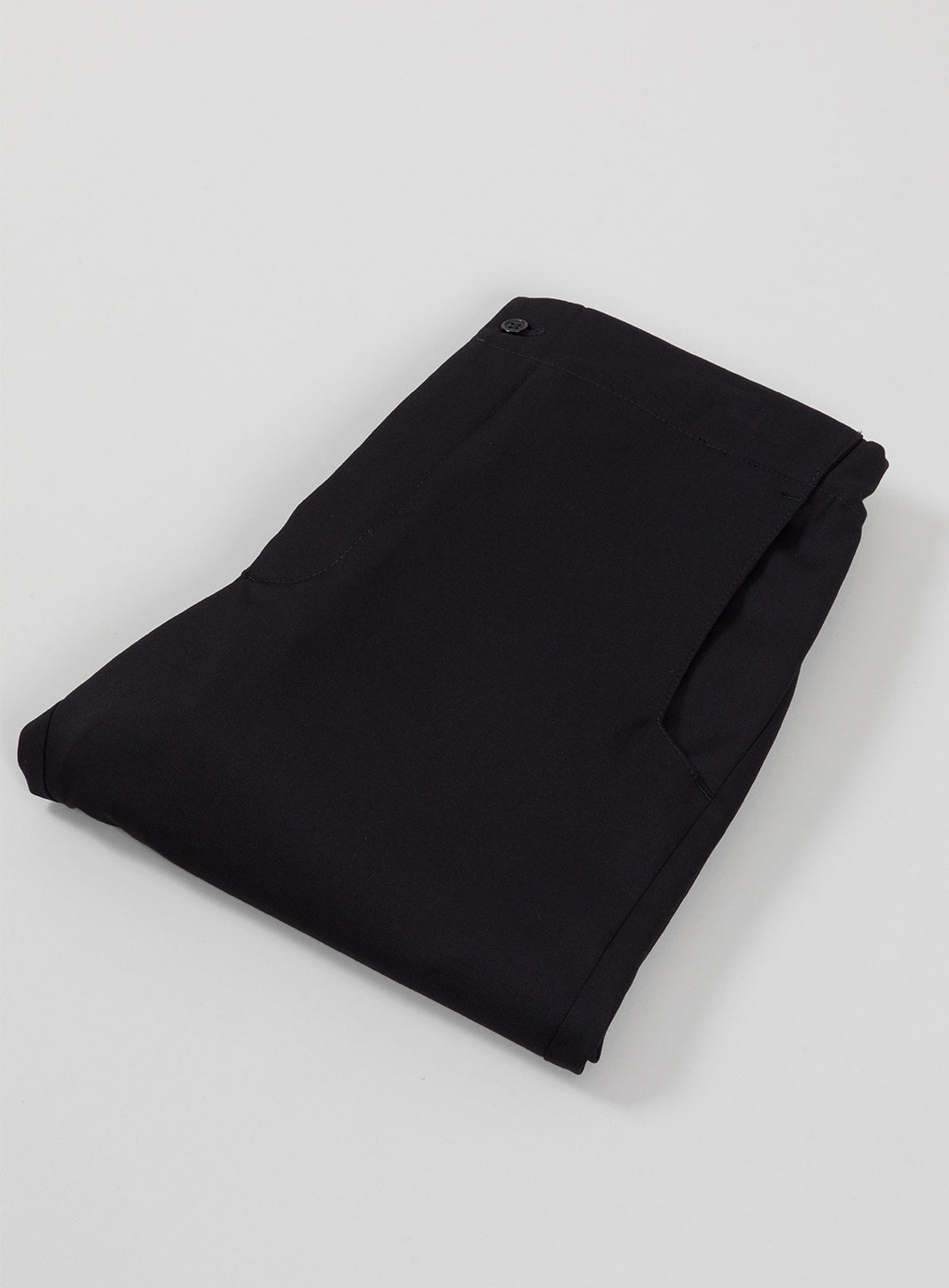 Pants with Notched Pockets in Black Serge