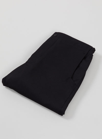 Pants with Notched Pockets in Black Serge