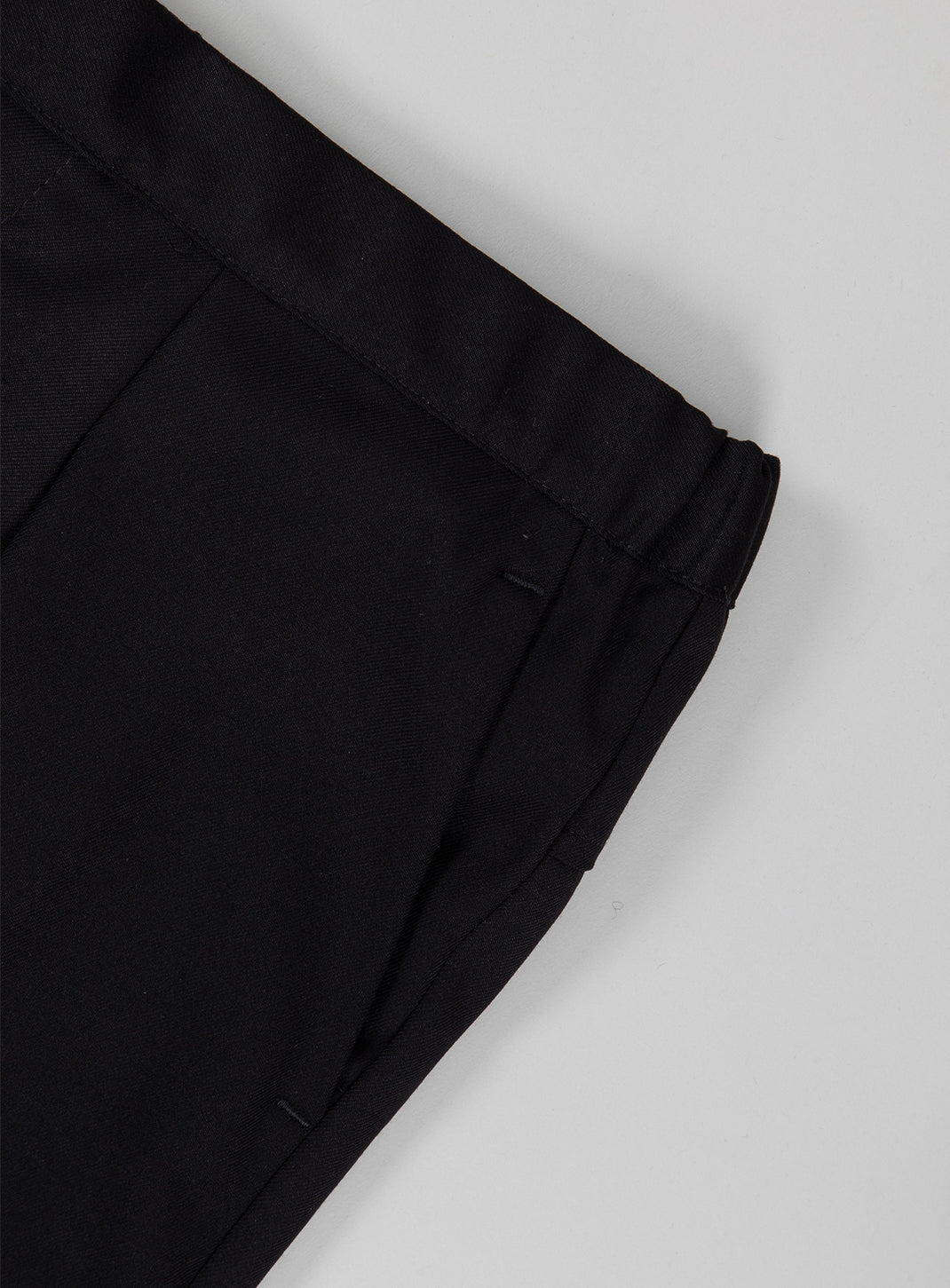 Lace Waist Pants with Deep Pleats in Black Serge