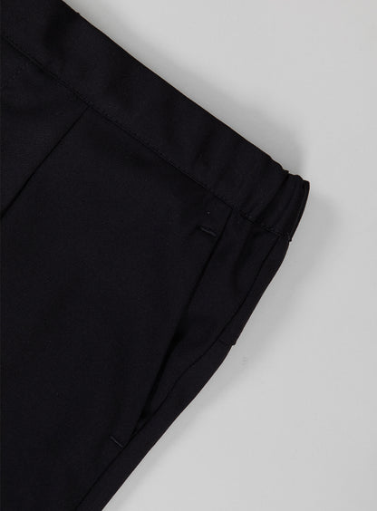 Lace Waist Pants with Deep Pleats in Black Serge