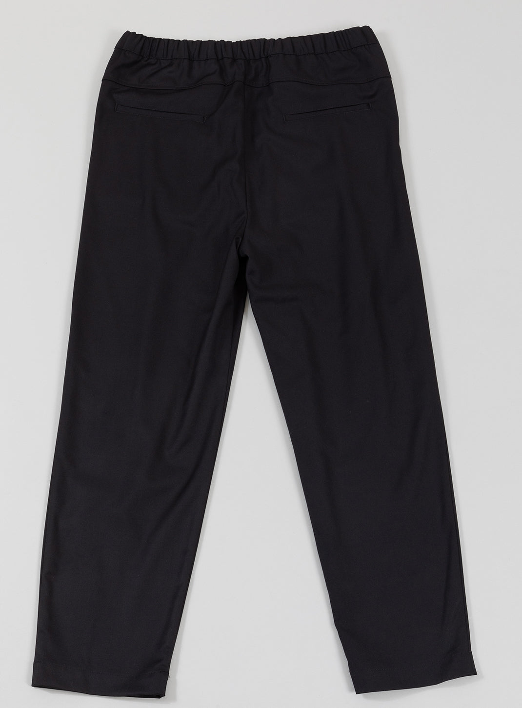 Lace Waist Pants with Deep Pleats in Black Serge