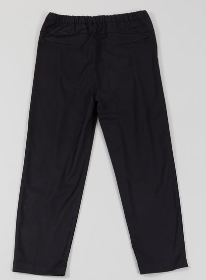 Lace Waist Pants with Deep Pleats in Black Serge