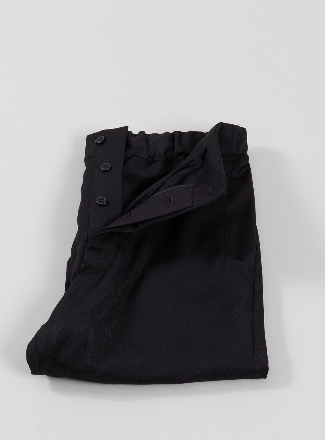 Pants with Notched Pockets in Black Serge
