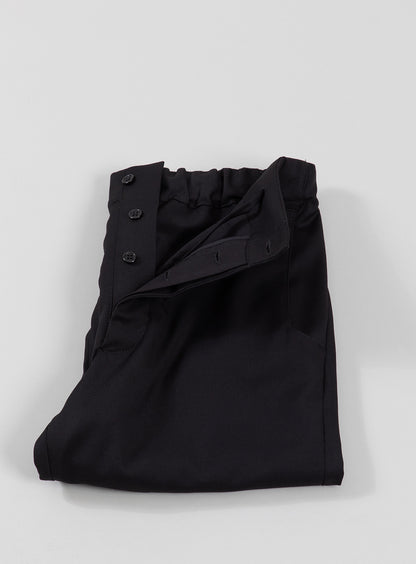 Pants with Notched Pockets in Black Serge