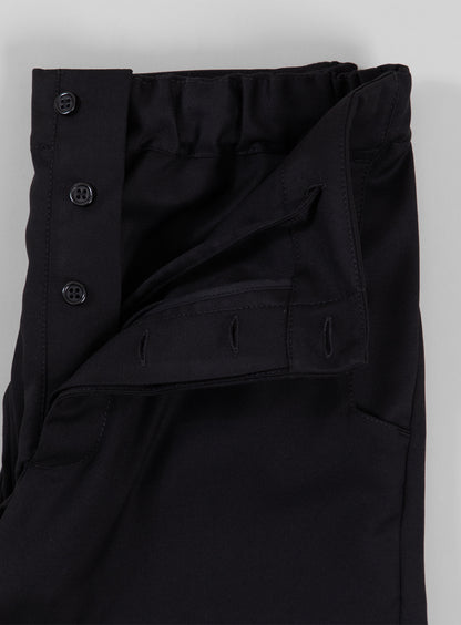 Pants with Notched Pockets in Black Serge