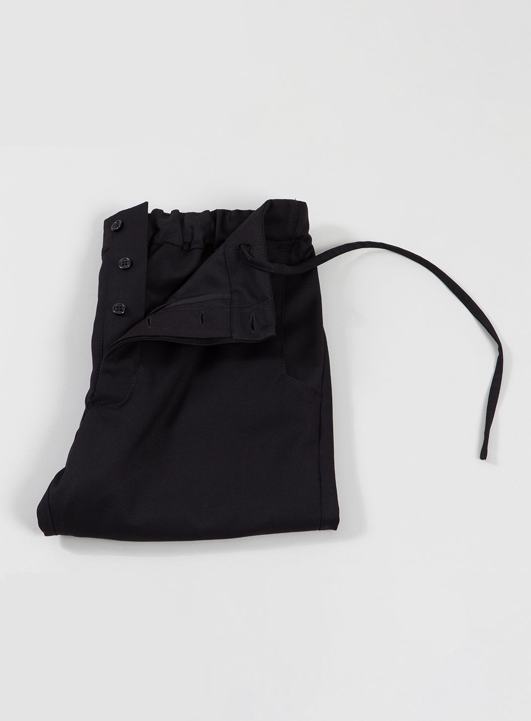 Pants with Notched Pockets in Black Serge
