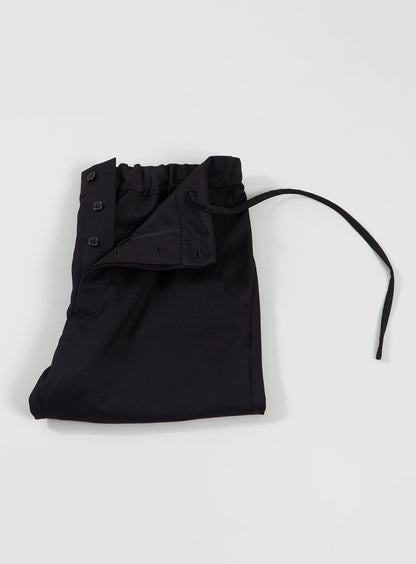 Pants with Notched Pockets in Black Serge