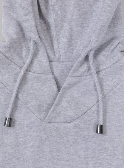 Hooded Sweatshirt with Boubou Collar in Heather Grey Fleece