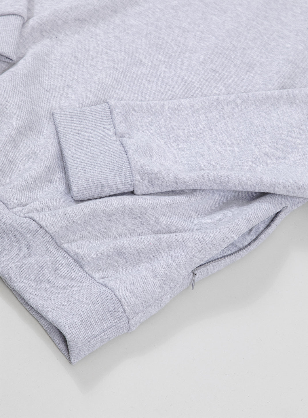 Hooded Sweatshirt with Boubou Collar in Heather Grey Fleece
