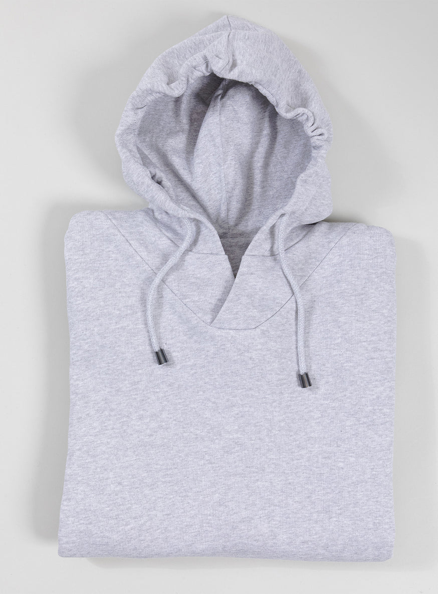 Hooded Sweatshirt with Boubou Collar in Heather Grey Fleece