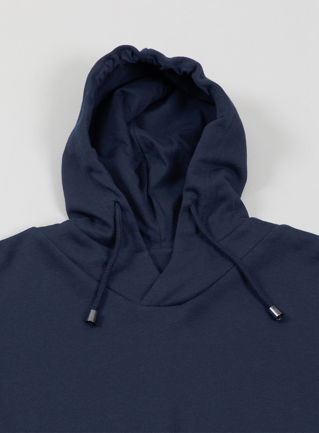 Hooded Sweatshirt with Boubou Collar in Navy Blue Fleece