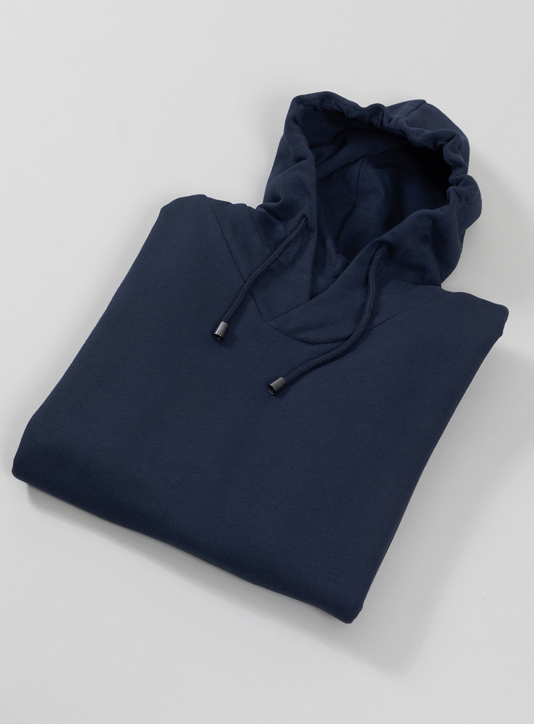 Hooded Sweatshirt with Boubou Collar in Navy Blue Fleece