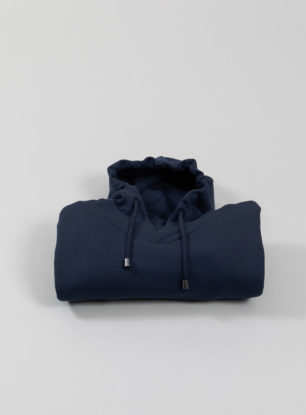 Hooded Sweatshirt with Boubou Collar in Navy Blue Fleece