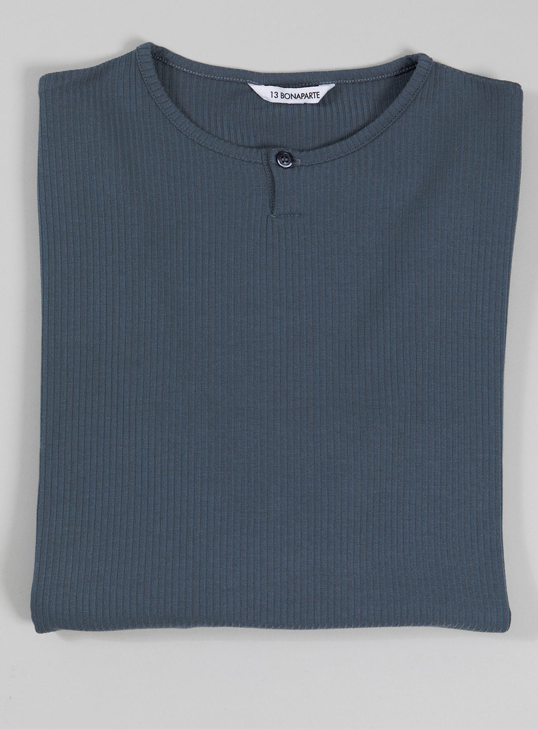 1 Button T-Shirt in Lead Grey Ribbed Jersey