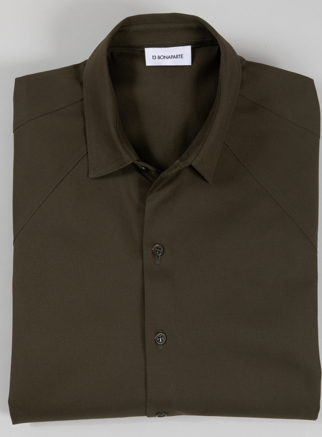 Raglan Sleeve Overshirt in Olive Cotton Gabardine