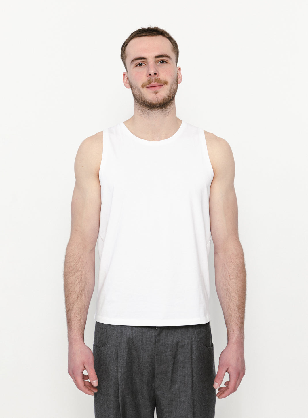 Tank Top in White Cotton & Elastane
