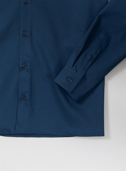 Raglan Sleeve Overshirt in Petrol Blue Cotton Gabardine