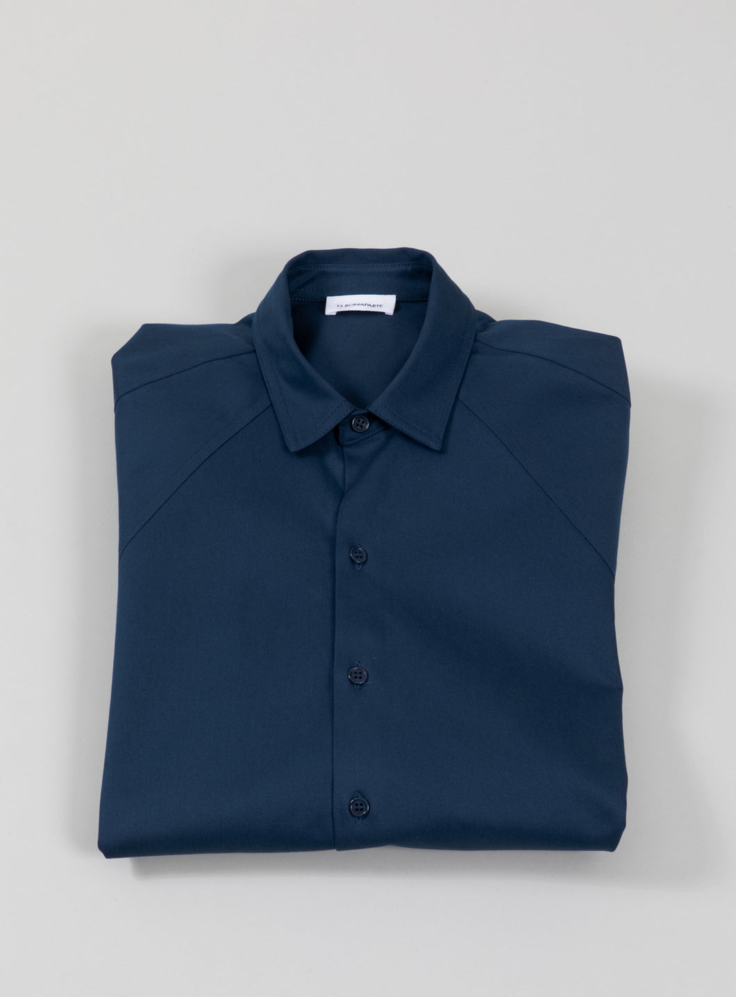 Raglan Sleeve Overshirt in Petrol Blue Cotton Gabardine
