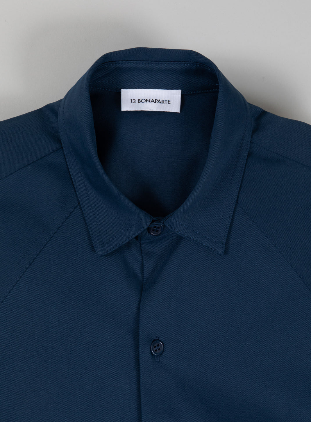 Raglan Sleeve Overshirt in Petrol Blue Cotton Gabardine
