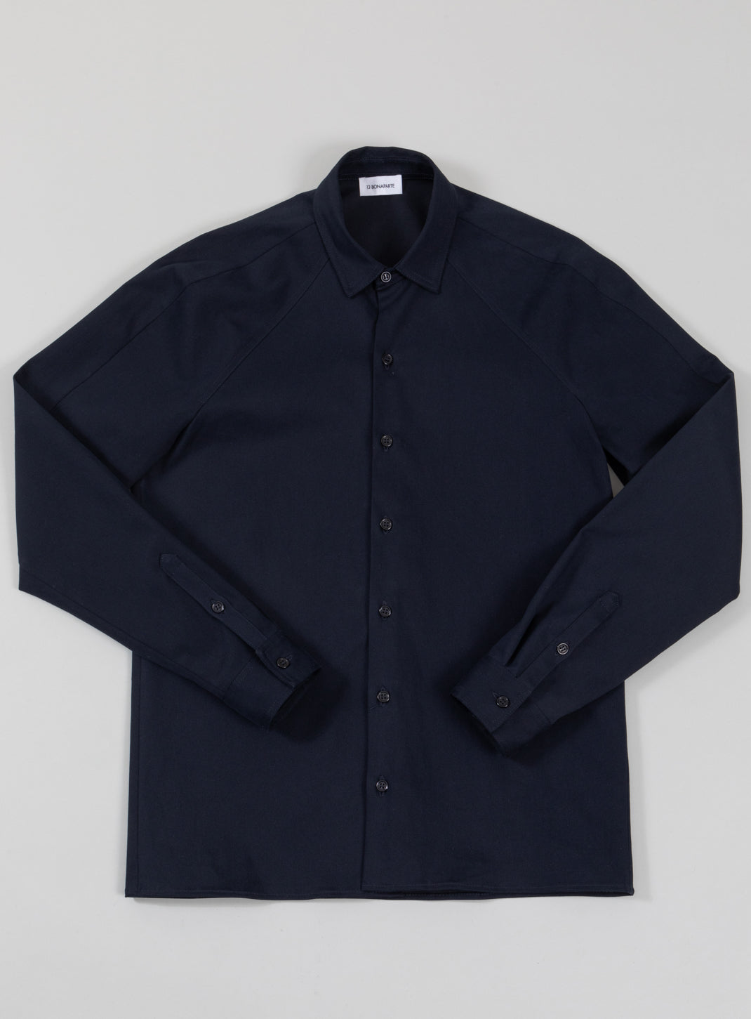 Raglan Sleeve Overshirt in Navy Blue Cotton Gabardine