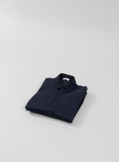 Raglan Sleeve Overshirt in Navy Blue Cotton Gabardine
