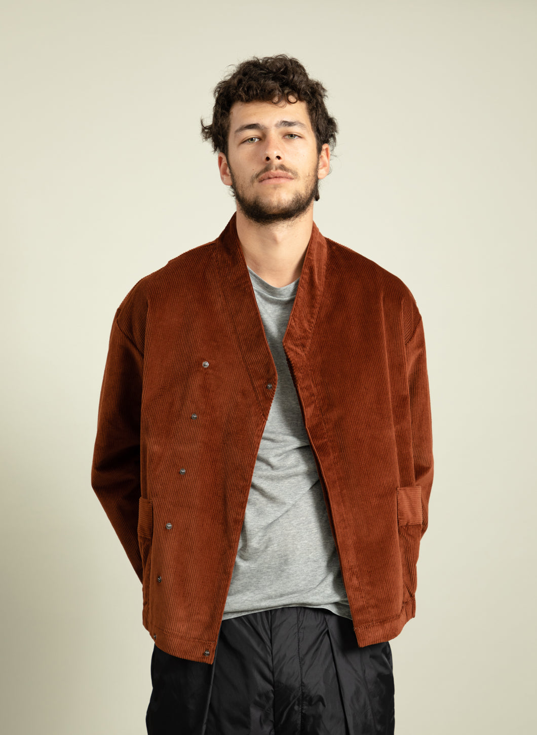 Short Kimono Jacket in Cognac Corduroy