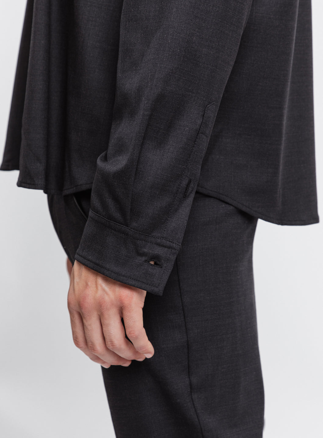 Classic Collar Shirt in Dark Grey Wool