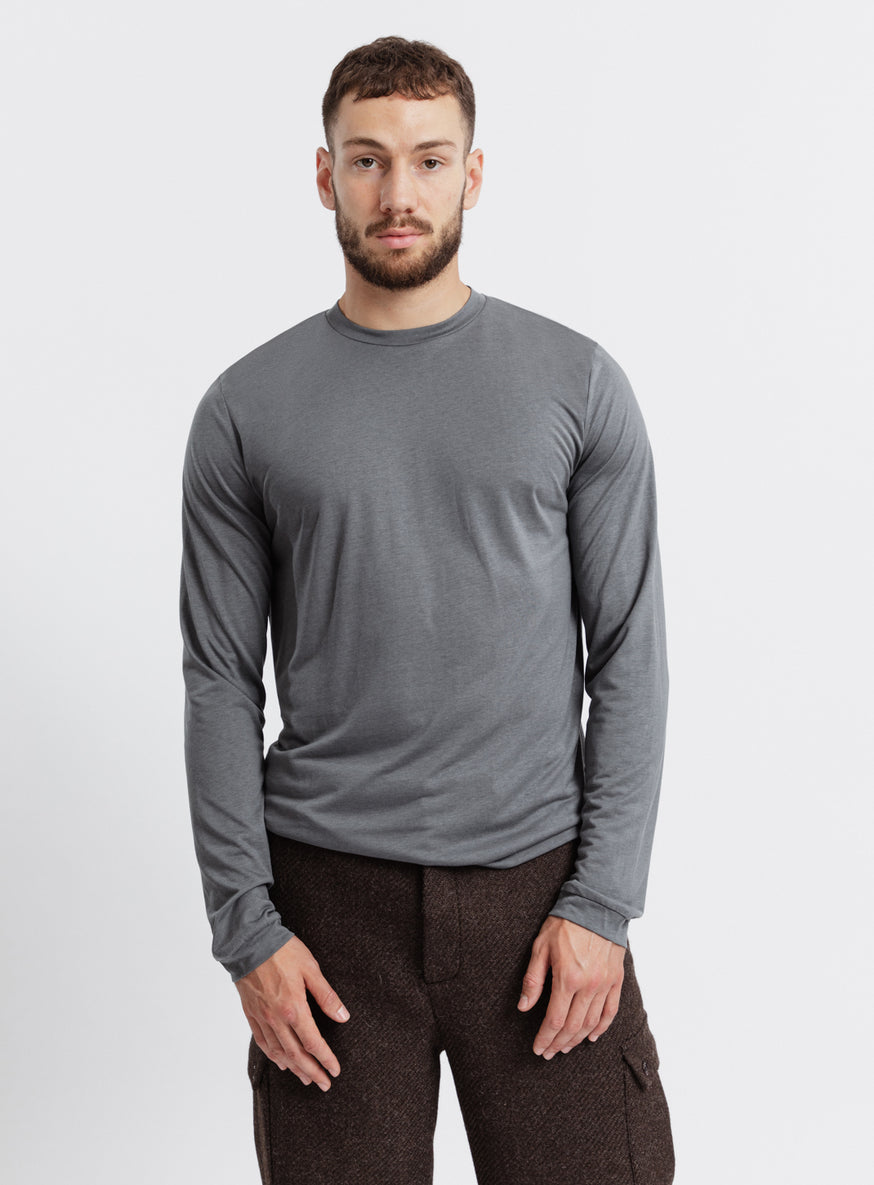 Long Sleeve T-Shirt in Lead Grey Eucalyptus & Cotton