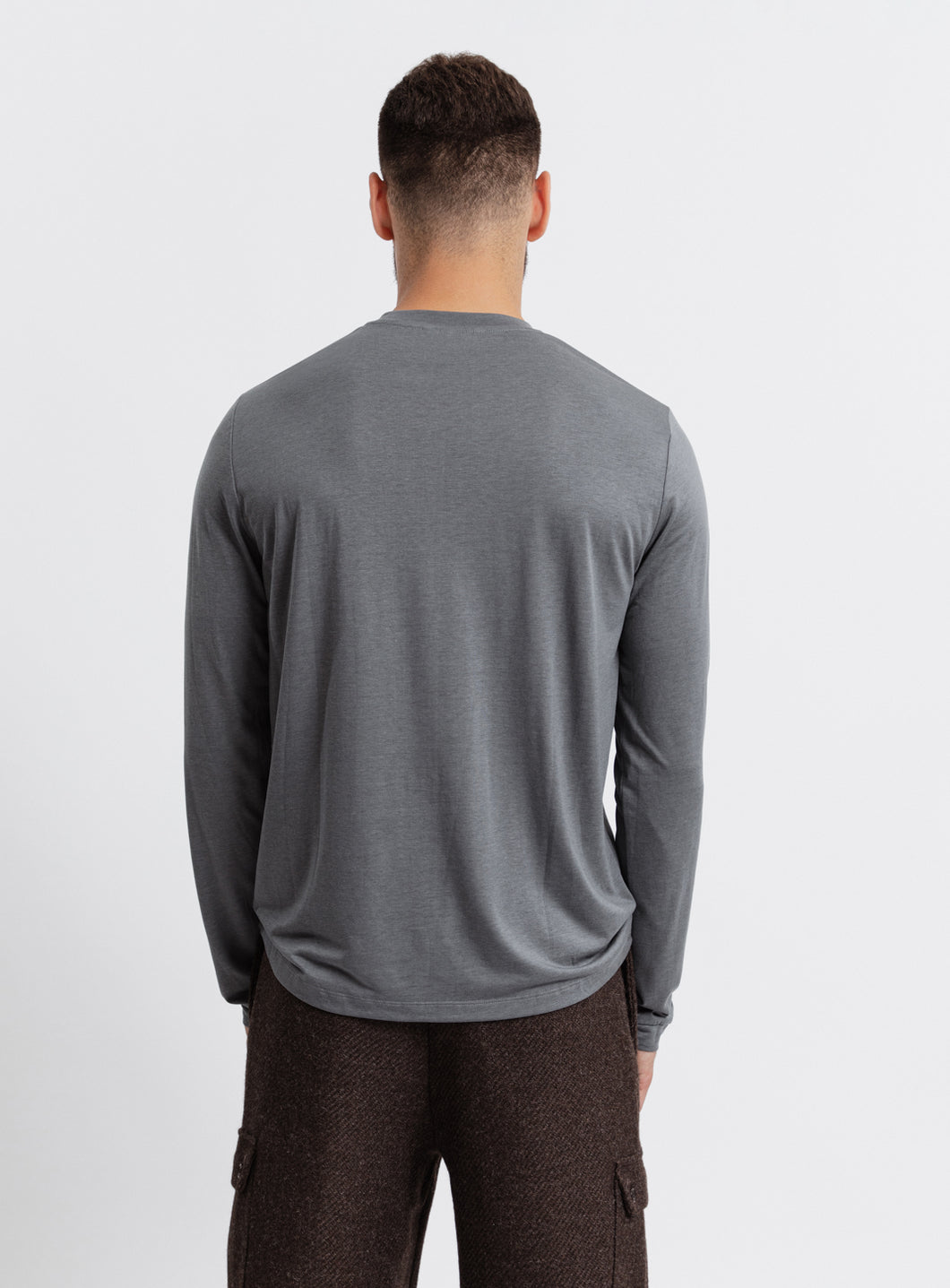 Long Sleeve T-Shirt in Lead Grey Eucalyptus & Cotton