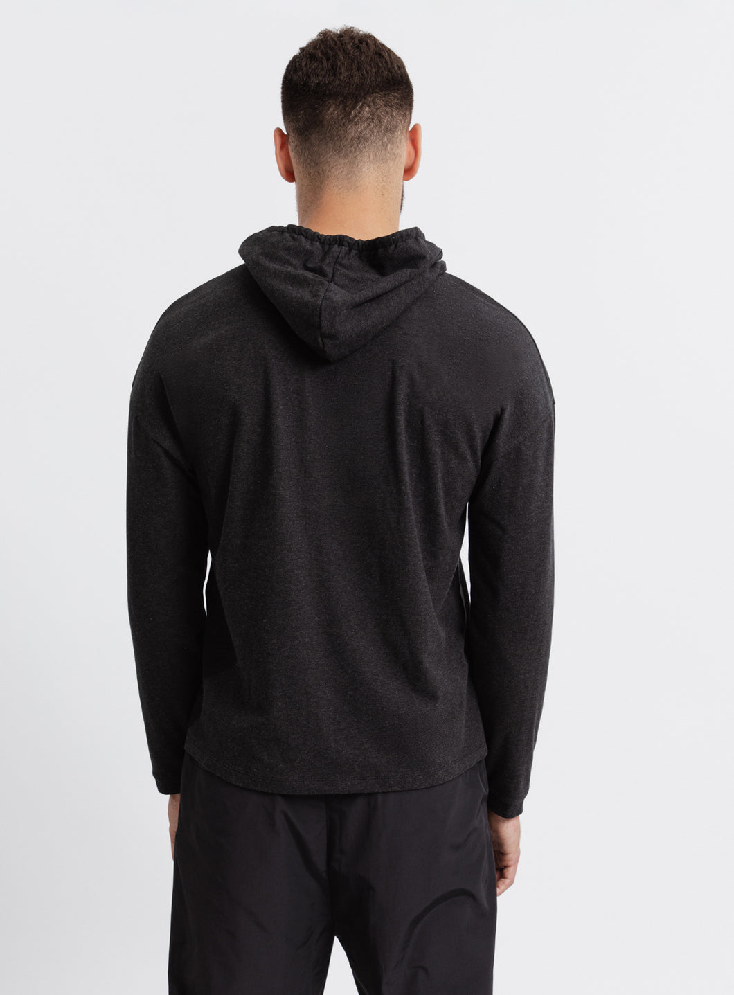 Hooded T-Shirt in Dark Grey Cotton & Elastane