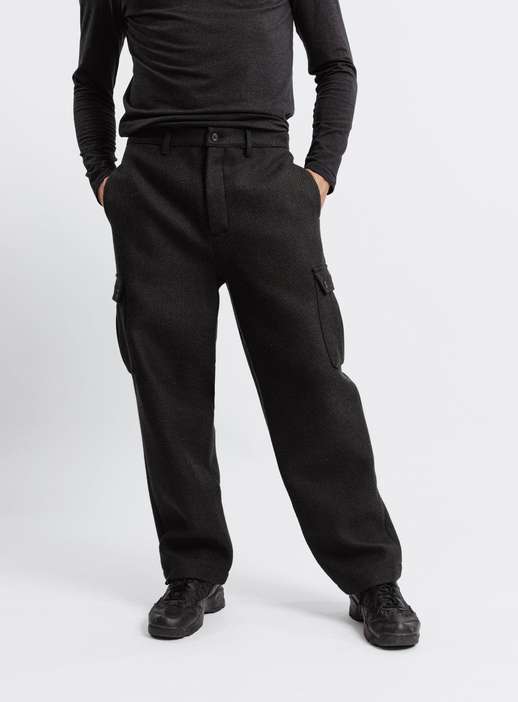 Cargo Pants in Dark Olive Italian Wool