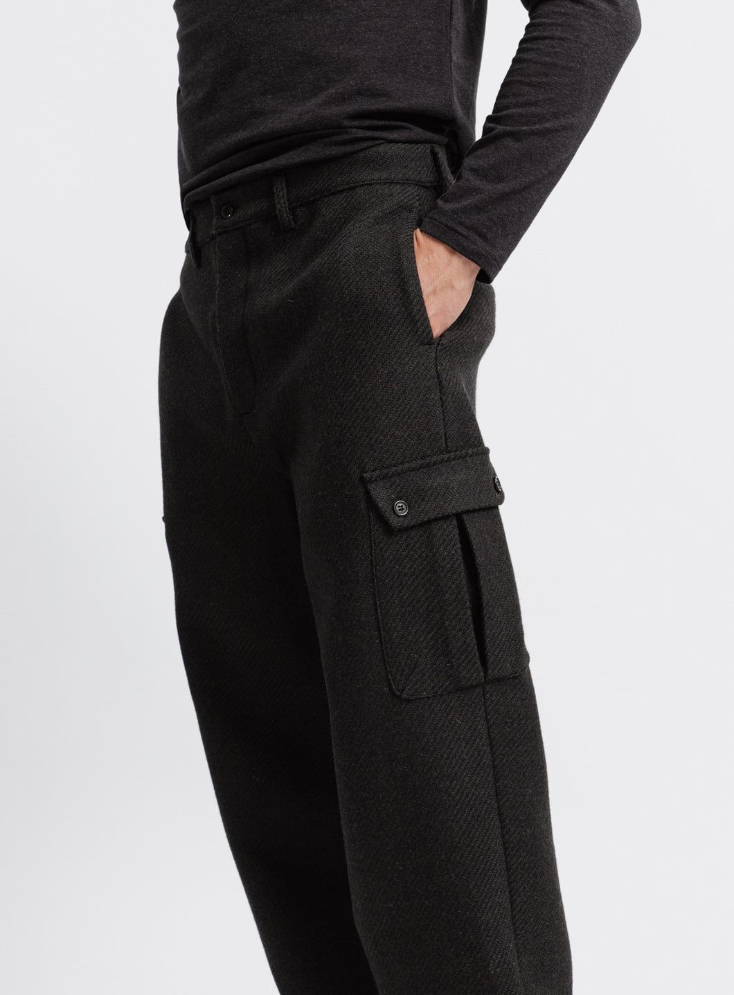 Cargo Pants in Dark Olive Italian Wool