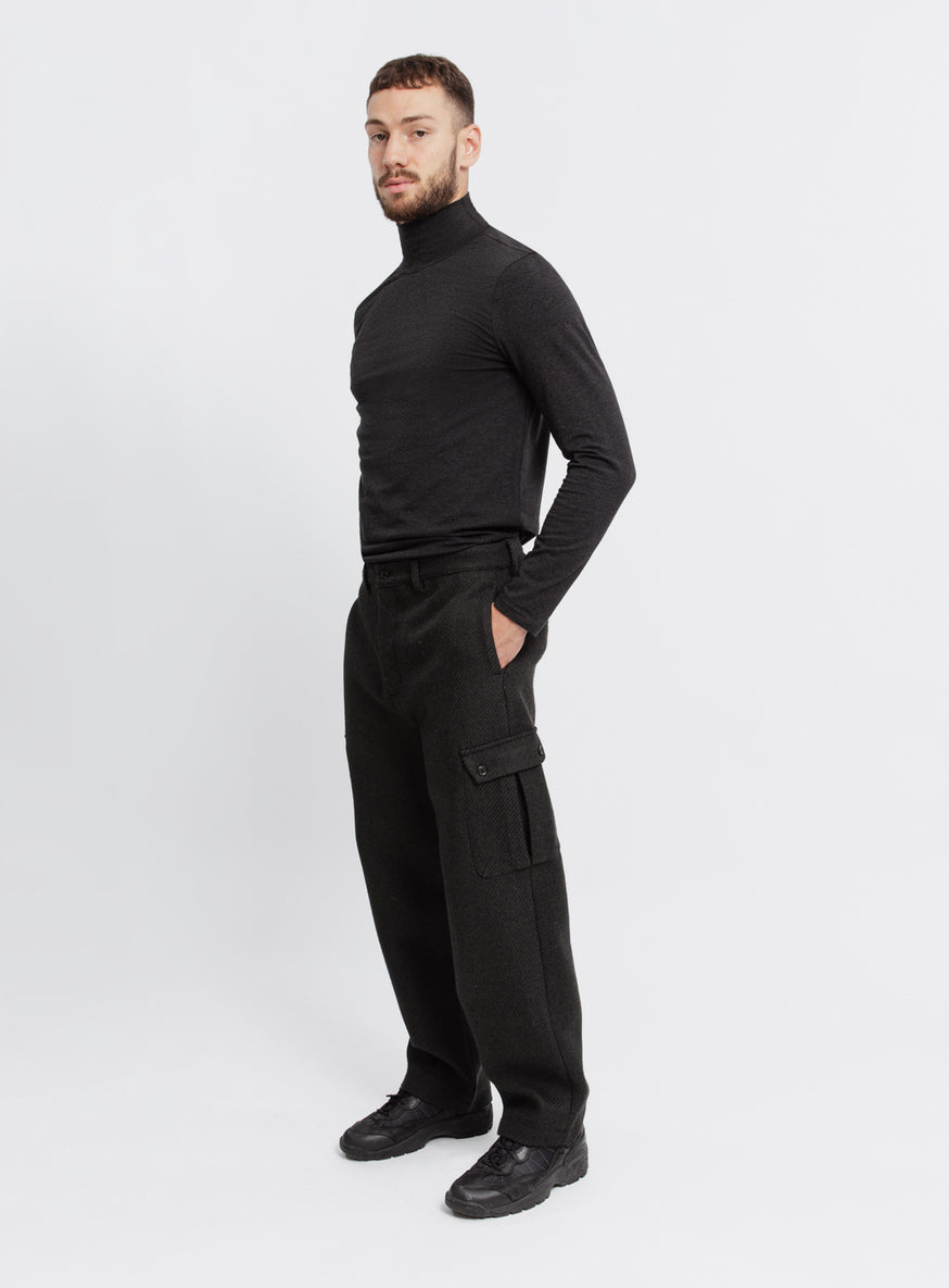 Cargo Pants in Dark Olive Italian Wool