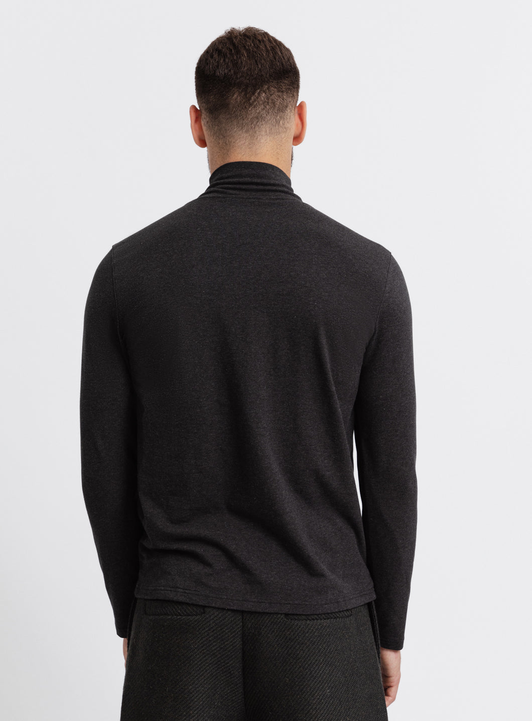 Funnel Neck Undershirt in Dark Grey Cotton & Elastane