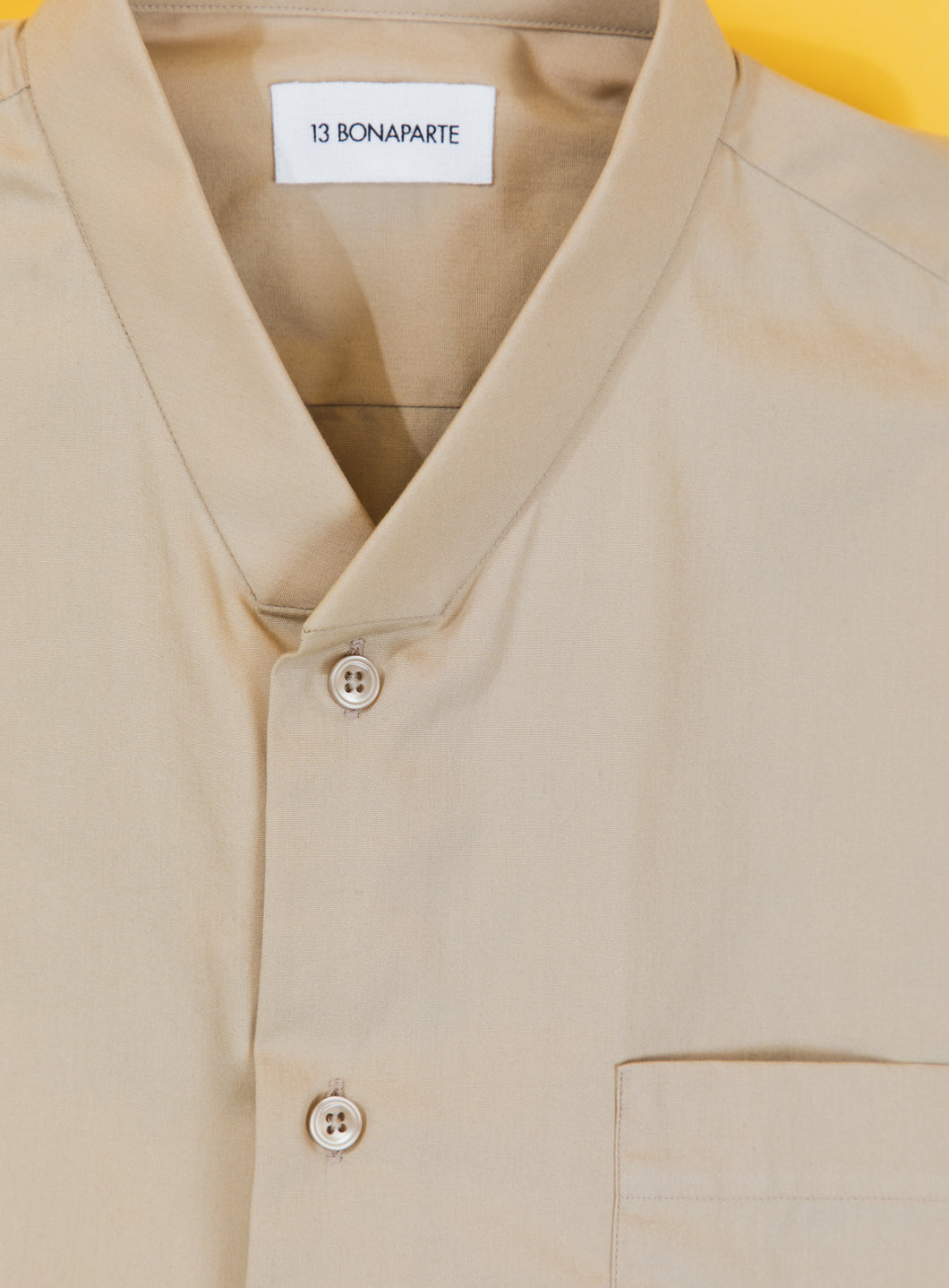 False Collar Shirt in Sand Poplin