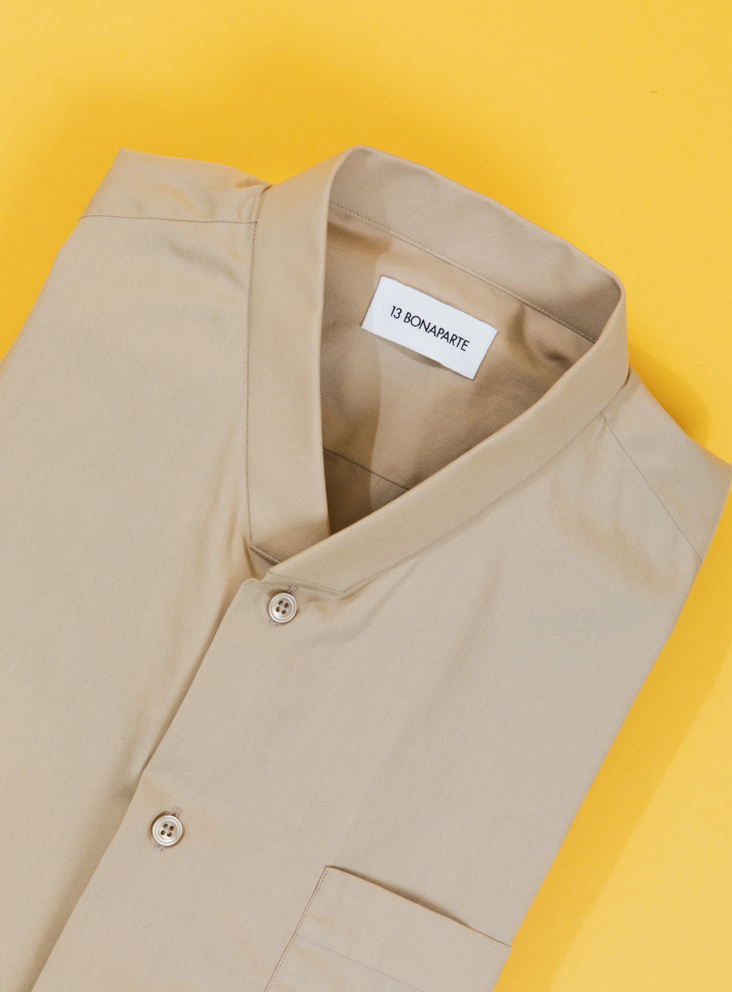 False Collar Shirt in Sand Poplin