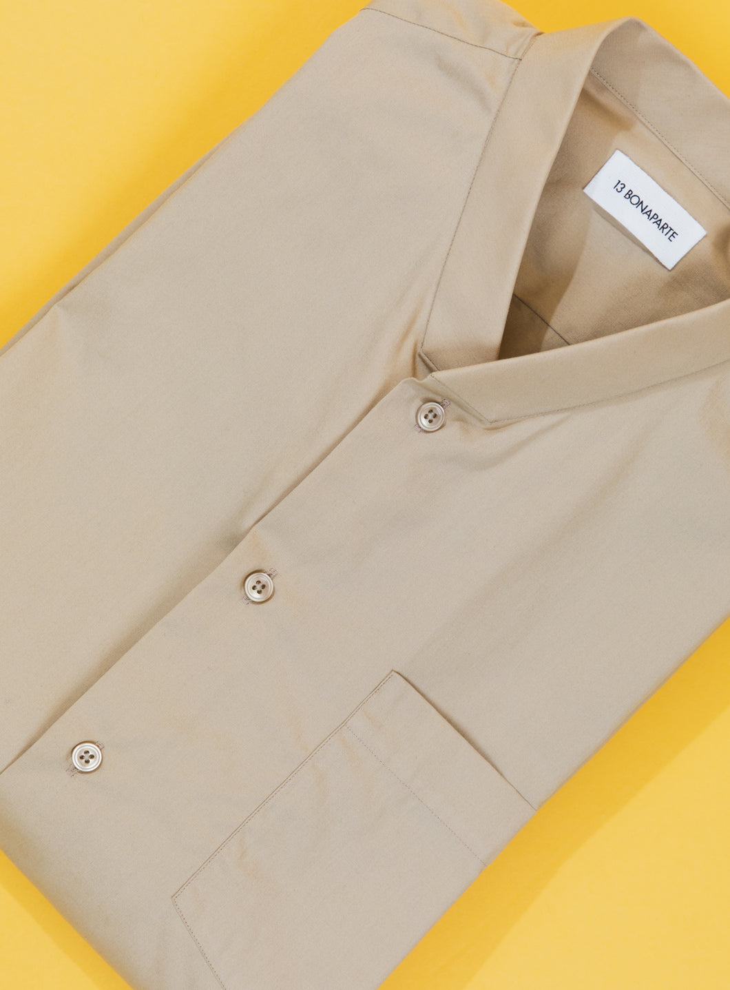 False Collar Shirt in Sand Poplin