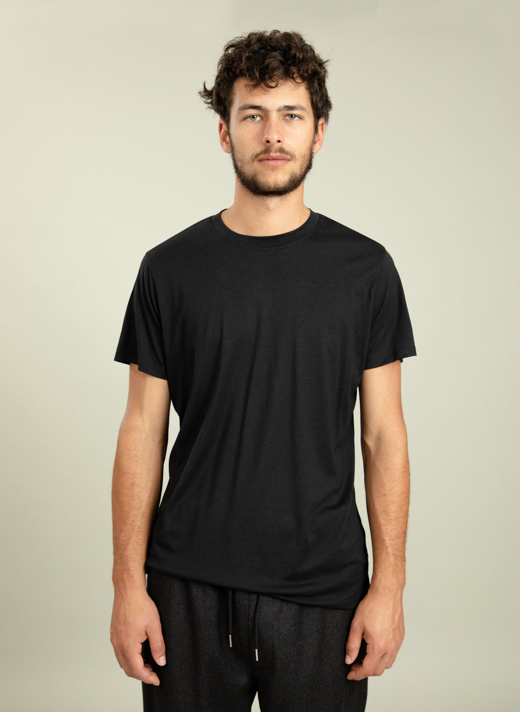 Short Sleeve T-Shirt in Black Eucalyptus & Cotton